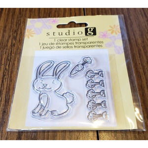 Studio G Easter 3 Clear Unmounted Stamps Bunny Carrots